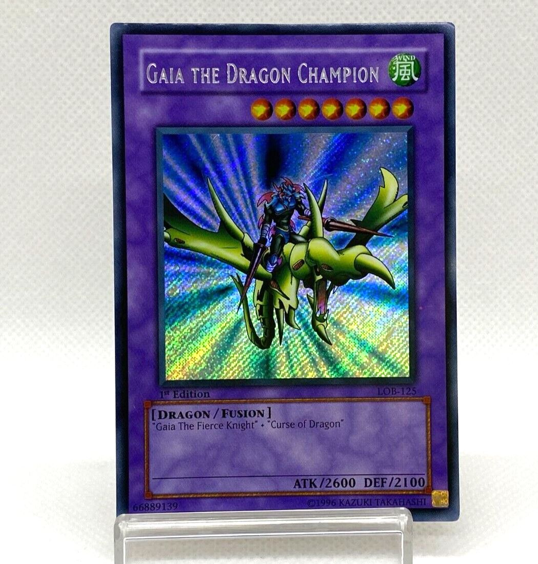Yugioh LOB-125 1st Edition Reprint Gaia The Dragon Champion Secret Rar Yugioh LOB-125 1st Edition Reprint Gaia The Dragon Champion Secret Rar